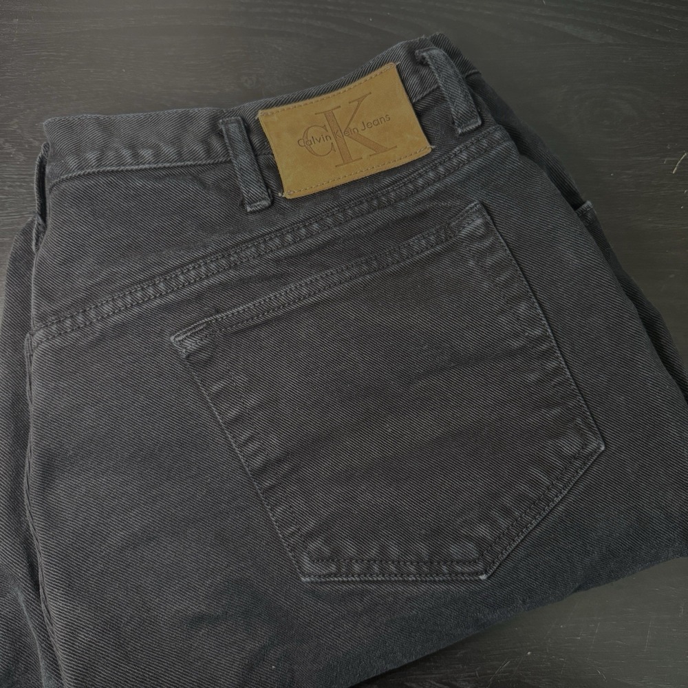 Y2K CK Calvin Klein Men 40 (39x9.5) 90s Loose Fit Black Denim Skate Baggy Shorts